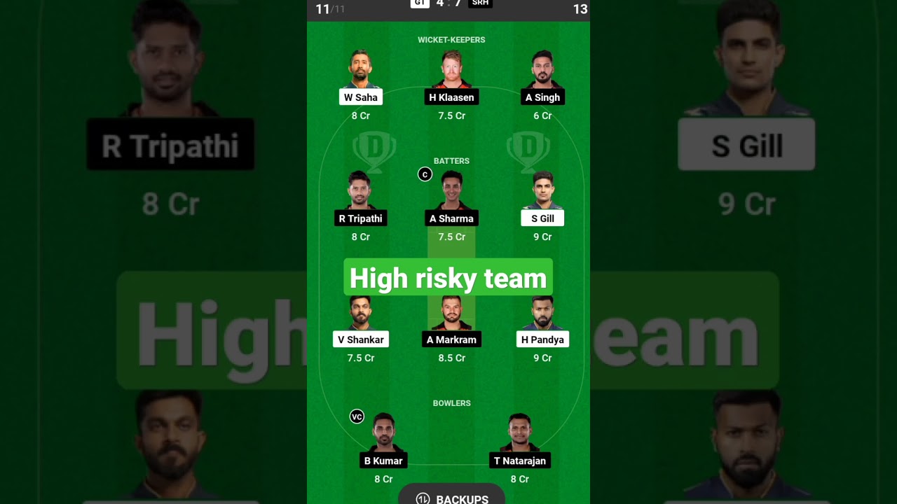GT Vs SRH Dream11 PREDICTION | GT VSSRH Dream 11 Team | Dream11 Team ofToday Match | Dream11