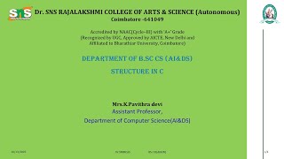 Structures Basics| Programming in C | SNS Institutions