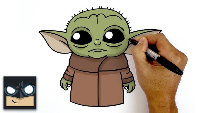 Comment dessiner BÉBÉ YODA (Baby Yoda - Star wars) étape par étape et  facilement 