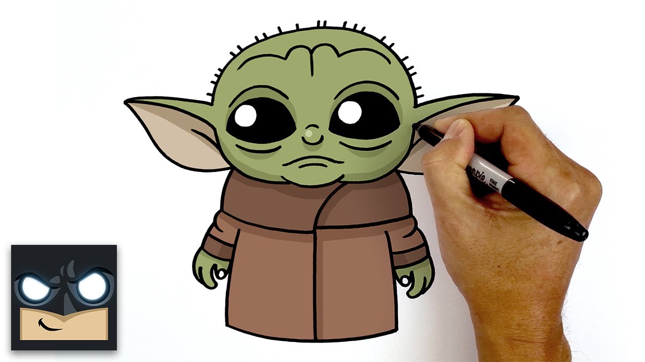 Cómo dibujar Baby Yoda | the Mandalorian - Dibujos animados en línea