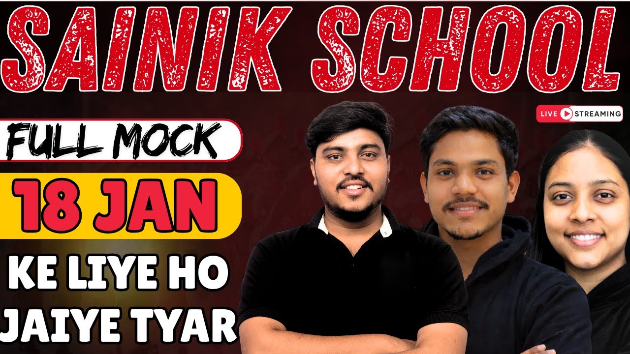 Sainik School Entrance Exam 2026 | Live Mock Test | Class 6 & 9 | Full Paper Practice