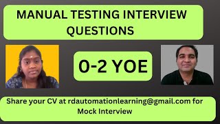 Manual Testing Interview For Freshers| Testing Interview Questions