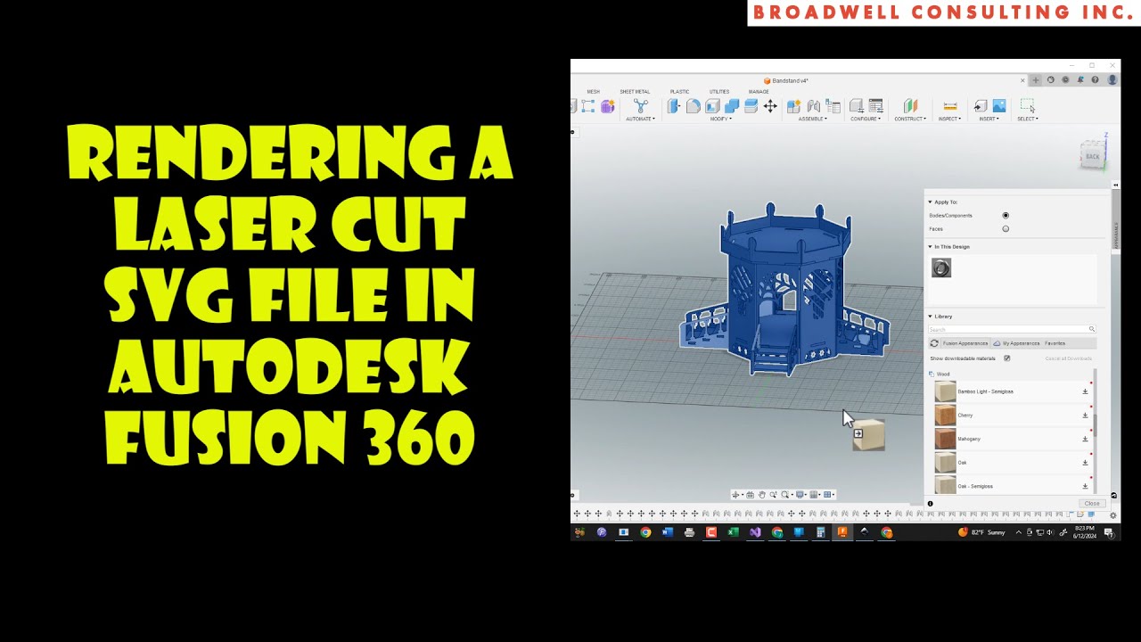 Creating a 3d Model of Laser Cut SVG Files in Autodesk Fusion 360 - 3D Rendering with Kerf