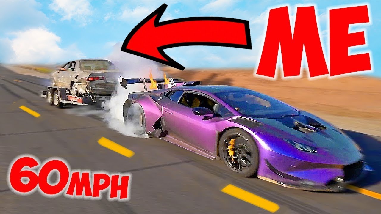 LAUNCHING My Car Off a Trailer at 60MPH with Alex Choi's Lamborghini (1400hp)