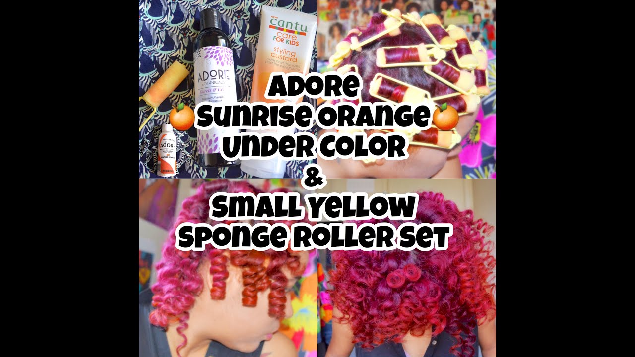 Natural Hair| Small Sponge Roller Set & Adore Sunrise Orange Under Color
