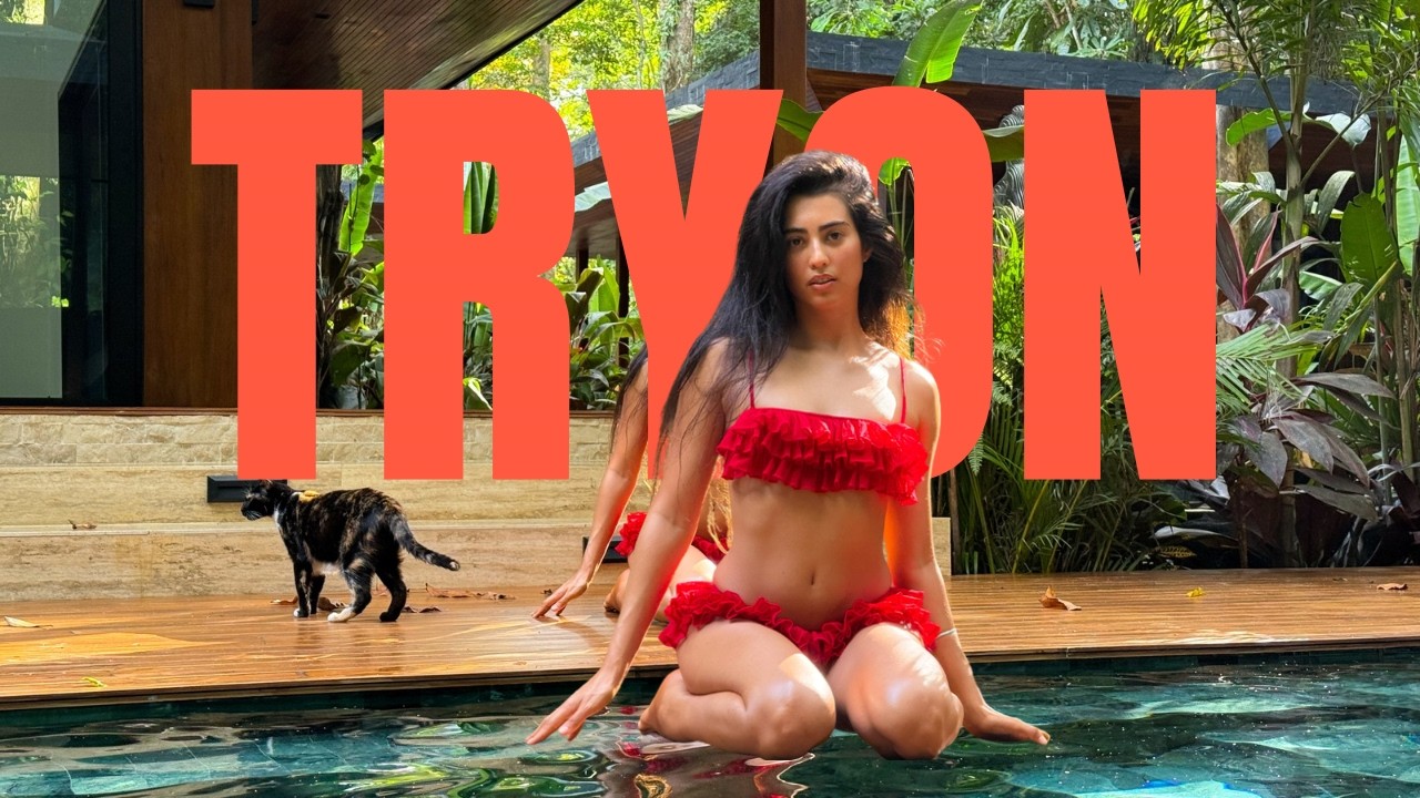 Jungle Pool TRY ON ♥️🌿✨ Red Ruffle Set