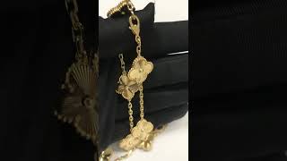 Famous Replica Van Cleef 18K Yellow Gold 10 Flower Vintage Alhambra Necklace Profile