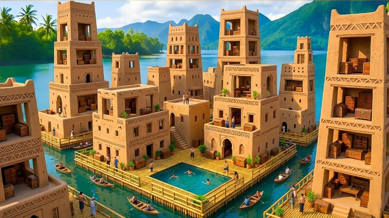 220 Days to Build The Water Kingdom: Crafting High-Rise Earth Towers with a Luxury Pool