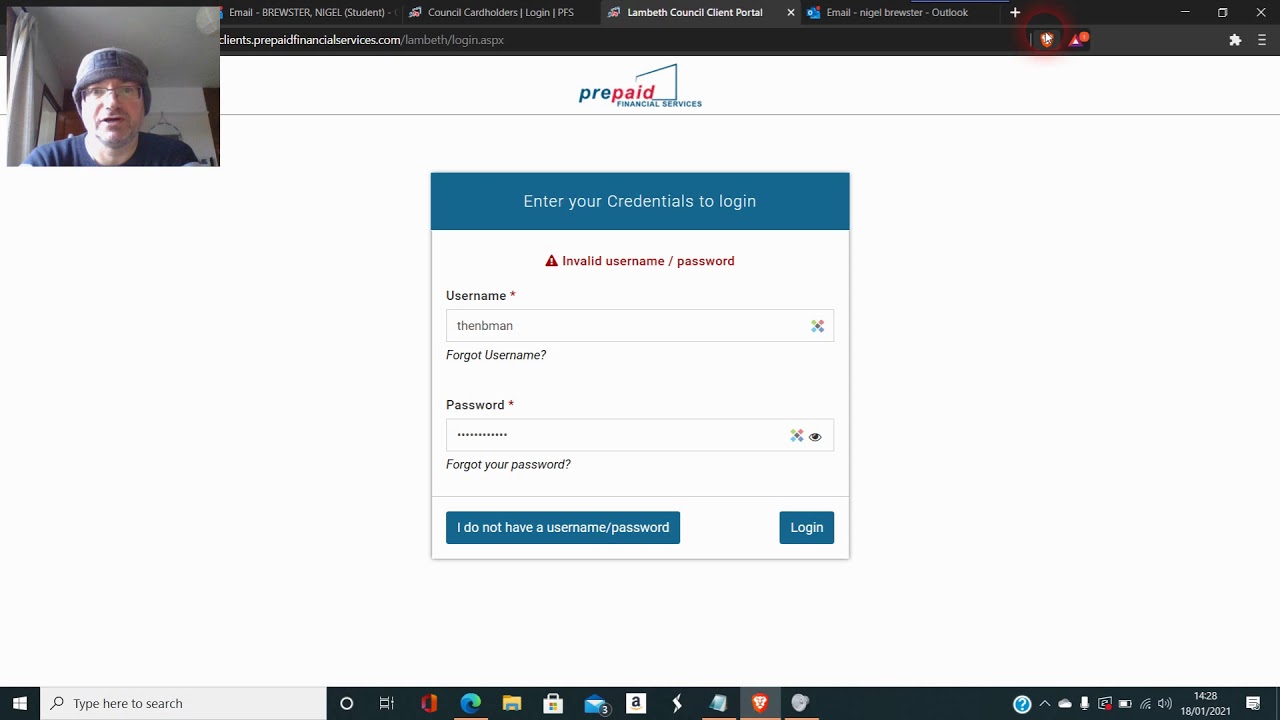 Can't Login to Prepaid Financial Services for Care - tips