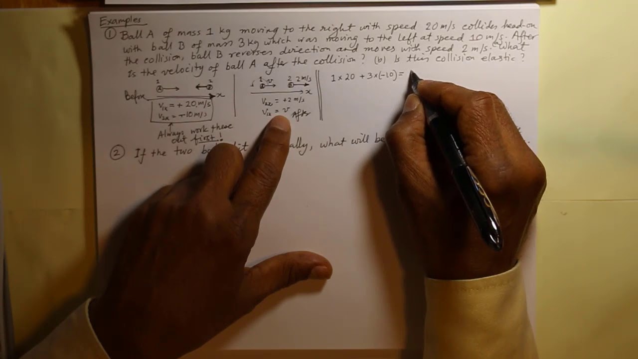 One dimensional collisions review