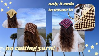 Granny Square Bandana Tutorial | Change Colors Every Row WITHOUT Cutting Yarn