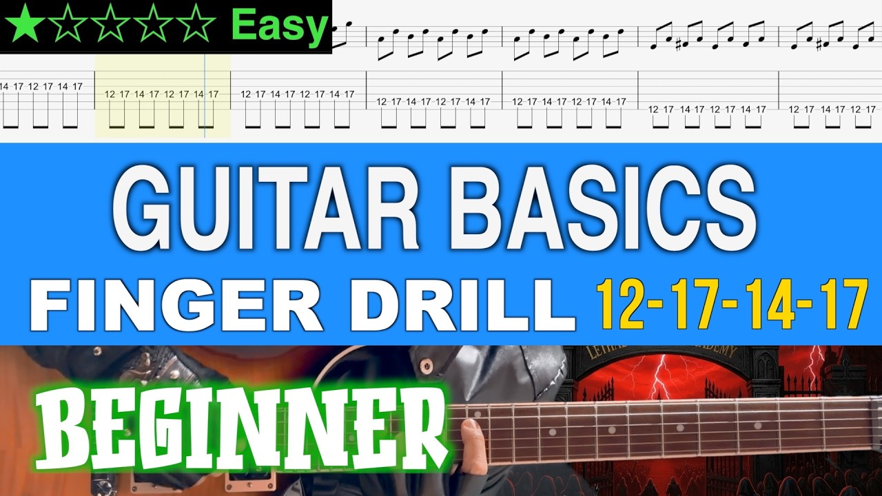 8th Notes #8 - Beginner Finger Drill (12-17-14-17)【Guitar TAB