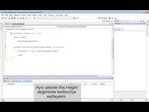 C# Görsel Eğitim Seti 4 Formun Boyutlarını Değiştirme