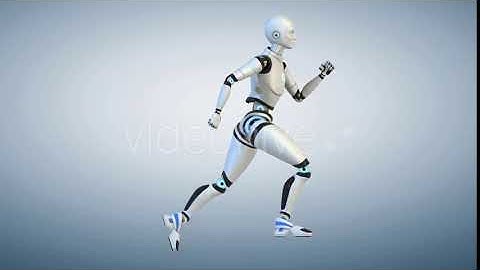 Running Cyborg. Side View - motion graphics video
