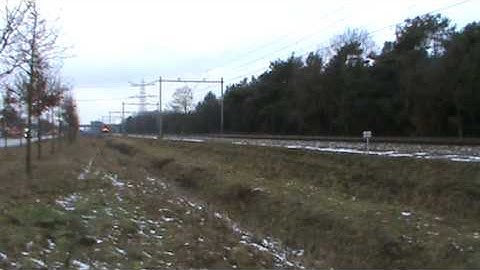 Engine light power move Railion serie 1600 electric locomotive at Blerick,the NL 3-2-2010