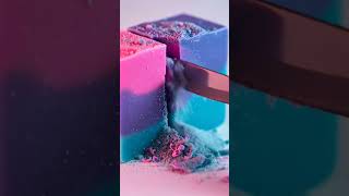Ultra close-up macro shot of a colorful soap bar and kinetic sand #satisfying #asmr #relaxing