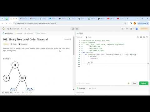 Leetcode Problem 102 Binary Tree Level Order Traversal #dsa #leetcode #amazon #dsalgo #python #faang