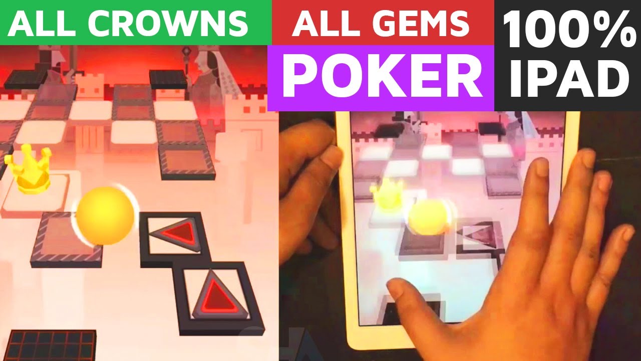 Poker IPAD Rolling Sky 100% All Crowns & Gems Clear level 18 complete