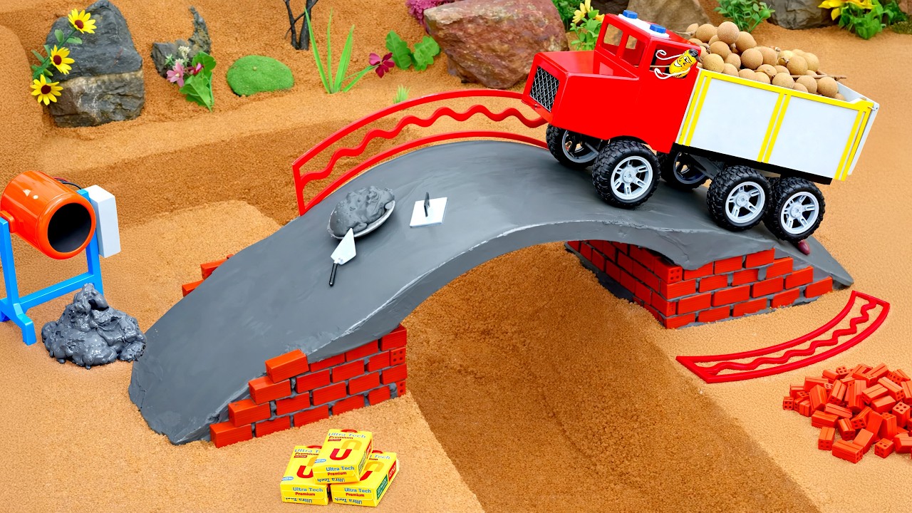 Самодельный мини-трактор — идеальный кирпичный мост для тяжелых грузовиков 🚚✨