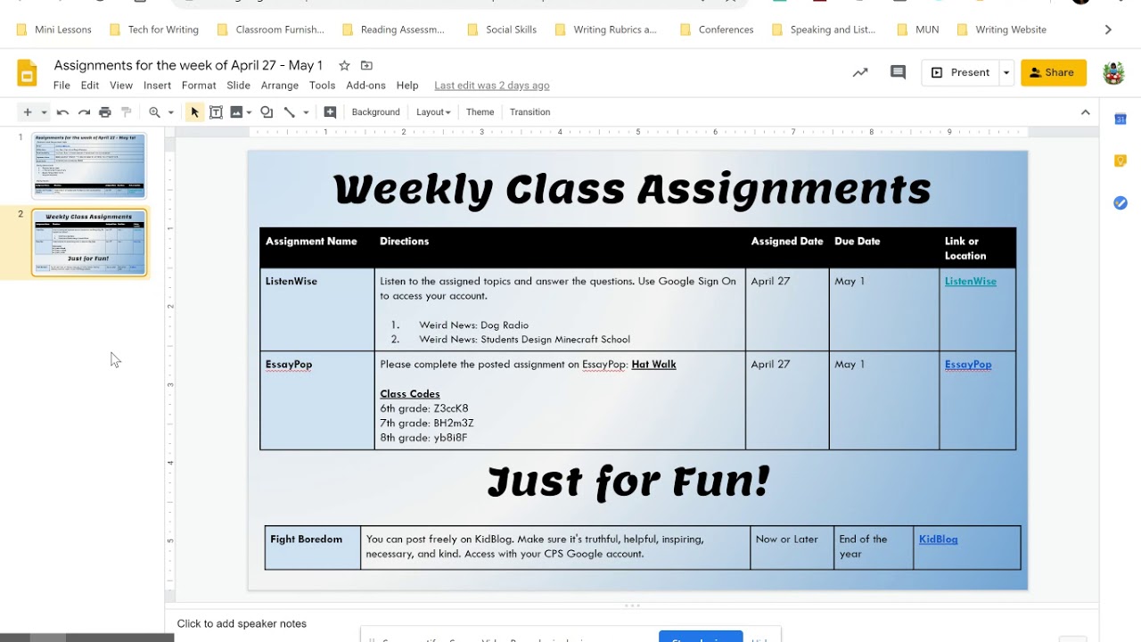 Assignments for the Week of April 27-May 1 - YouTube