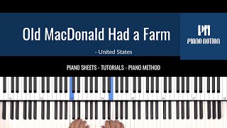 Old MacDonald Had a Farm - Nursery Rhymes (Easy Sheet Music - Tutorial - Piano Notion Method Book 1)