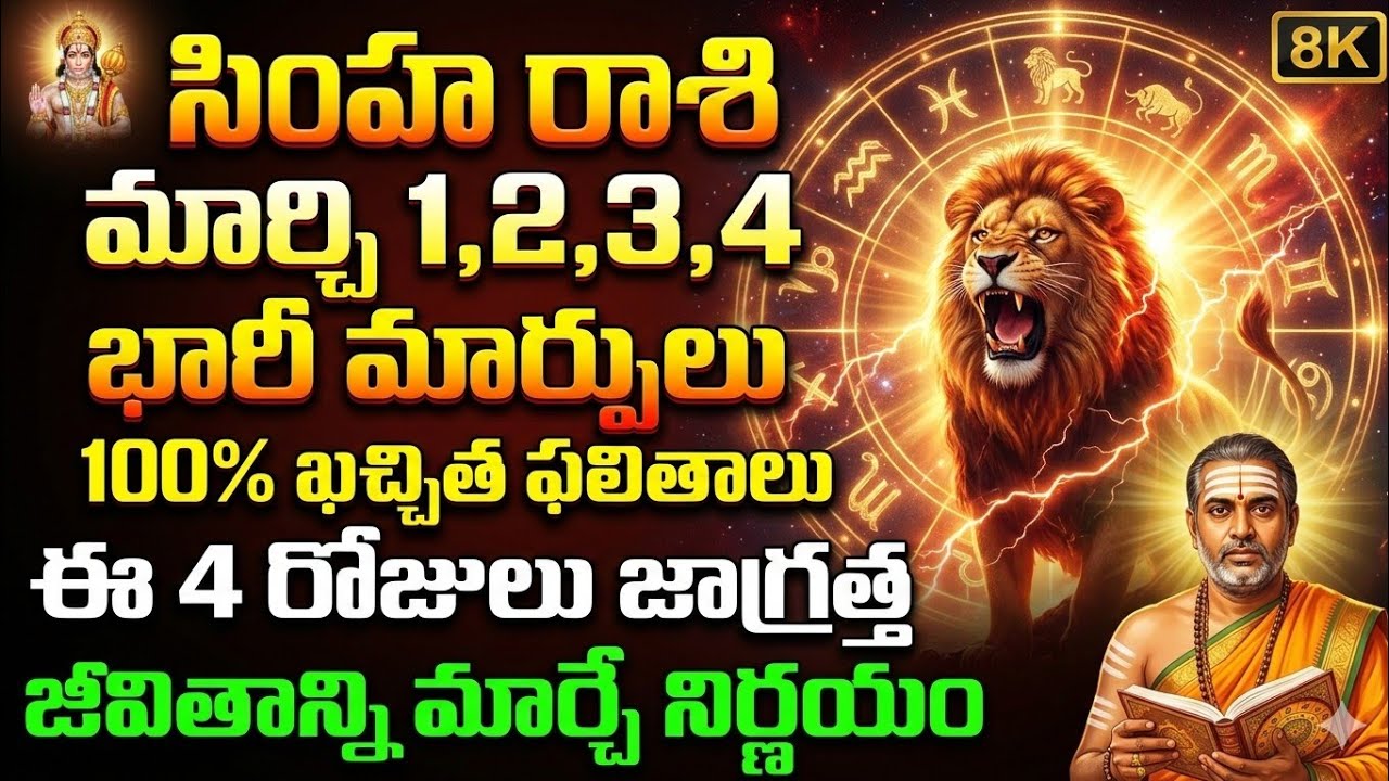 Simha Rasi March 1,2,3,4 2026 | సింహ రాశి మార్చి 1–4 రాశిఫలాలు | 100% Accurate Predictions |