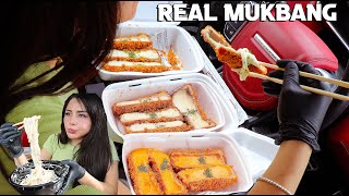 NEW REAL MUKBANG CHEESY MOZZARELLA BRICK KATSUYA, CREAMY UDON NOODLES, CHEESY CROQUETTE (NO TALKING)