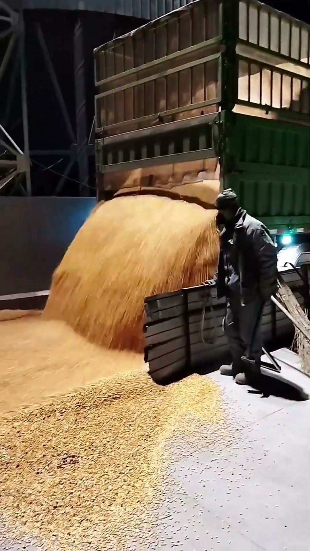 Corn grain unloading process