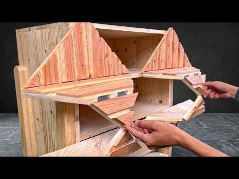 Great Ideas For Reusing Wooden Pallets // Storage Box With A Unique Opening And Closing Mechanism