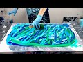Huge canvaschaos ribbon swipeocean colorscell activatoracrylic paint pouringfluid art275