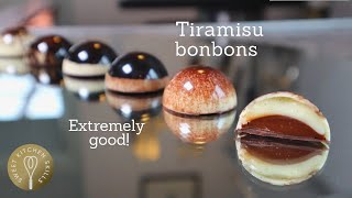 Extremely good Tiramisu bonbons, with mascarpone filling and a coffee ganache