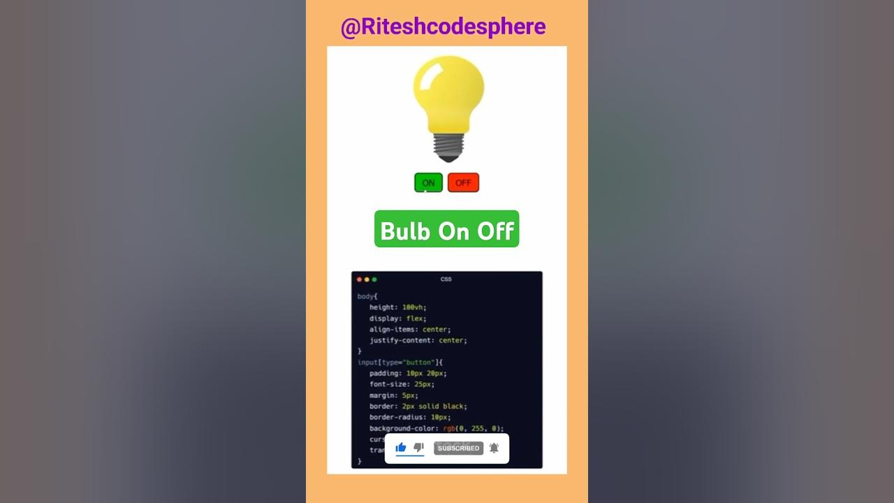 Switch On Off Light Bulb With Sound using Html CSS & Javascript | How ...
