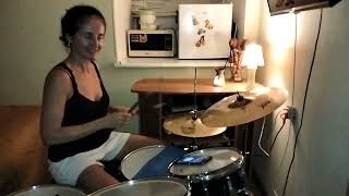 A 16th-note ride backbeat pattern 