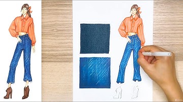 Fabric in fashion design - Denim Fabric Drawing