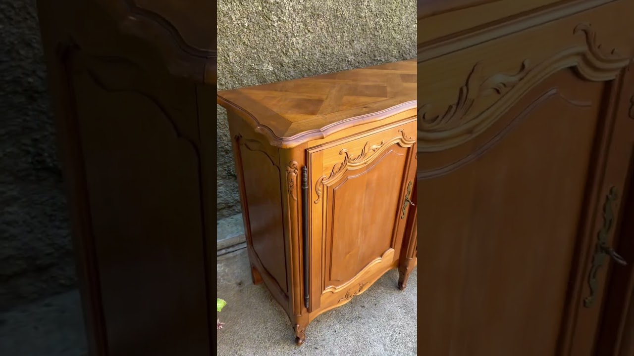 Vintage French Louis XV style Parquet top buffet sideboard