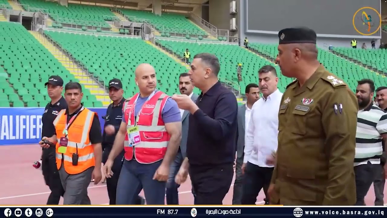 محافظ البصرة المهندس اسعد العيداني يتفقد ملعب البصرة الدولي قبل المباراة المرتقبة اليوم