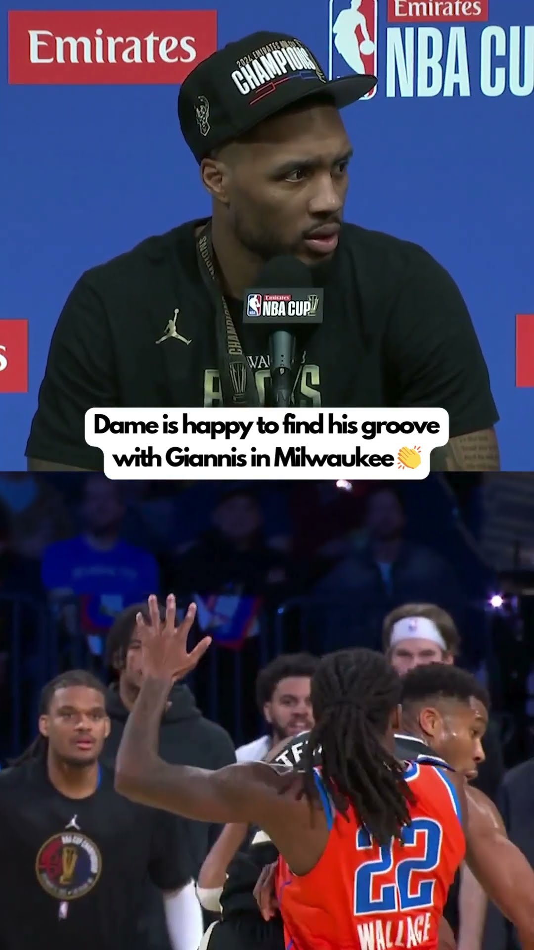 Dame hypes up Giannis after NBA Cup win ?