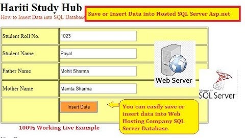 Insert Data into Hosted SQL Server Database on Web Server in Asp.Net C# | Hindi | Free Online Class