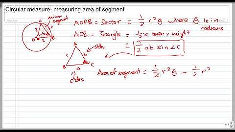 Circular Measure : Area Of Segment