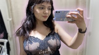 [4K] See-Through/Transparent Lingerie | Try-On Haul | At The Mall