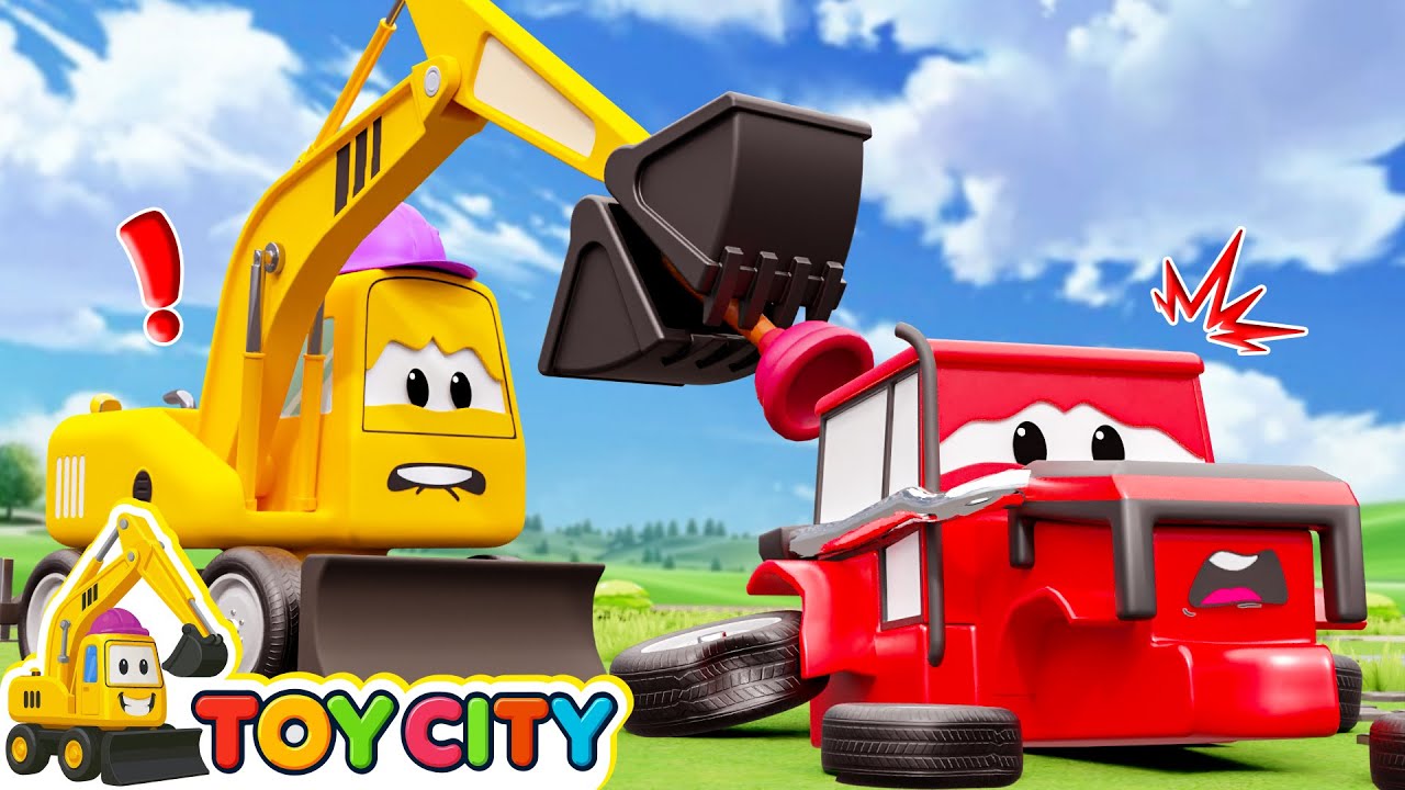 Tractor Accident | Excavator, Dump Truck, Sprider-Man, Mixer Truck Rescue | Toy City Construction