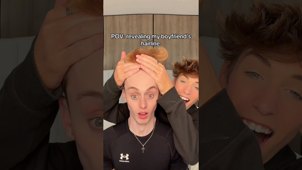 using the big forehead filter to prank my boyfriend #funny #prank #couple #lgbt #shorts