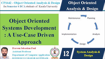 LECTURE 12 – OOAD –OBJECT ORIENTED SYSTEMS DEVELOPMENT : A USE-CASE DRIVEN APPROACH - BCA SEM 6