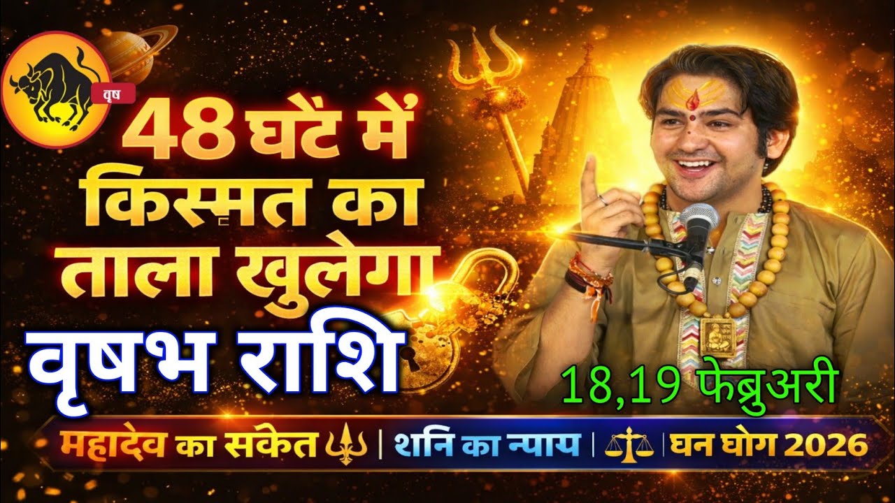 वृषभ राशि 18,19 फेब्रुअरी, शुभ समय शुरू🔥 महादेव का संकेत | शनि का न्याय | धन योग 2026 | vrishabh 