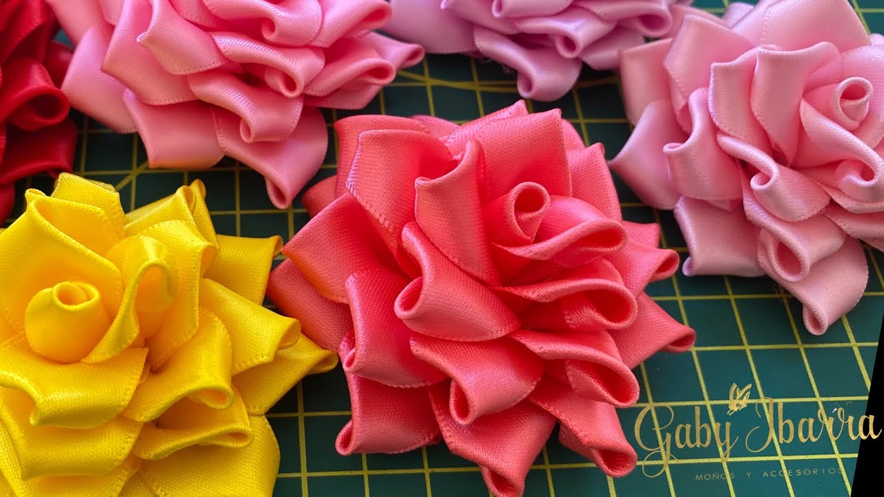 DIY-Como Hacer Rosas Flores en Tela/How To Make Easy Fabric Flower  Roses/Роза//クリップ簪 