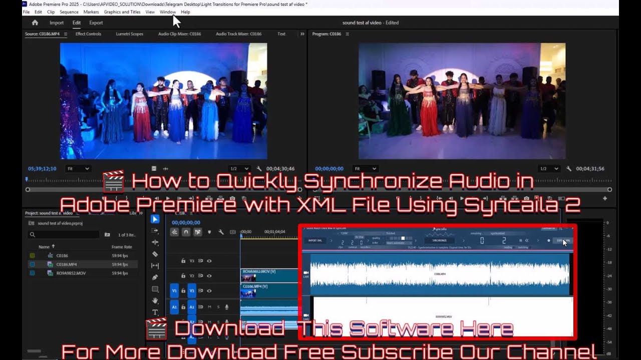 How to quickly synchronize audio in Adobe Premier with xml File With Syncaila 2