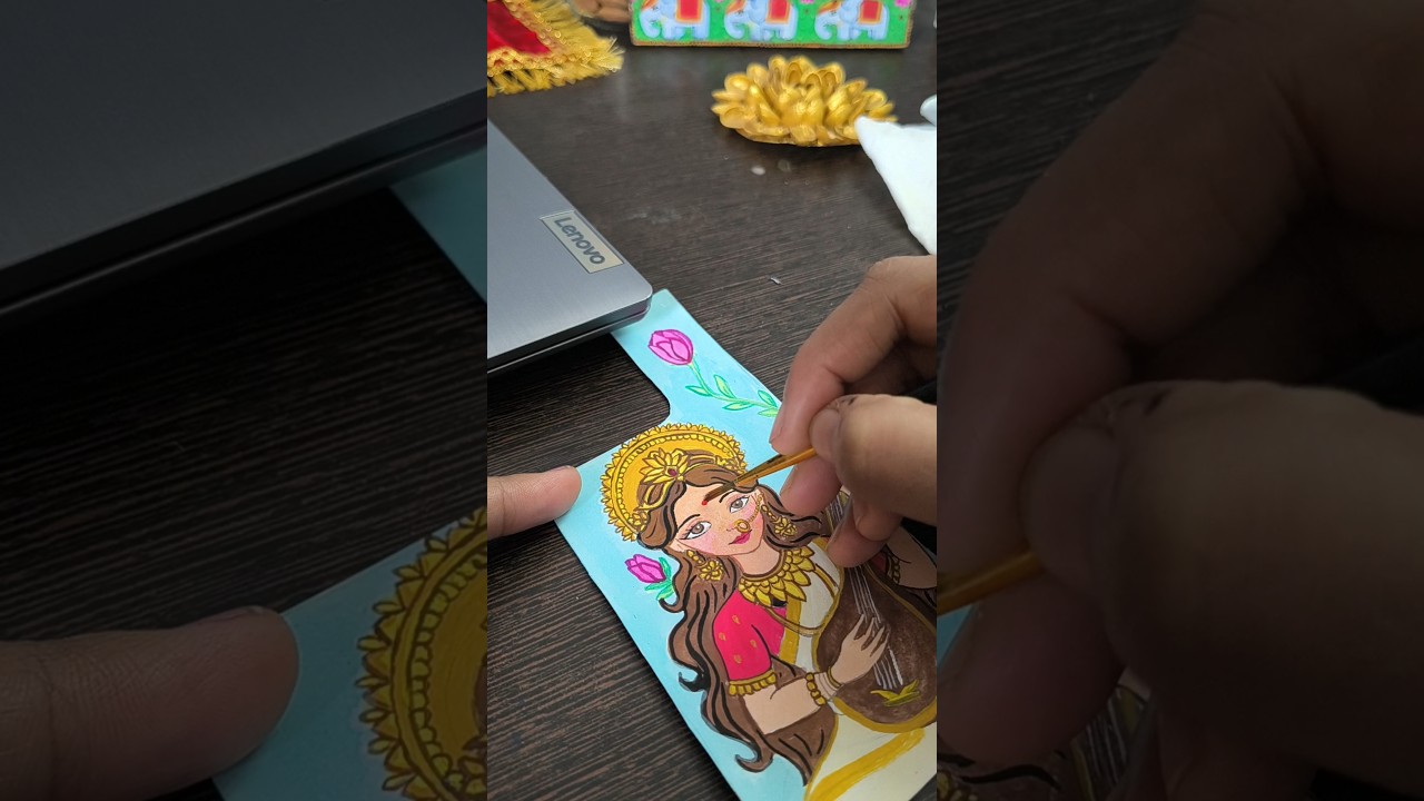 Maa Saraswati phone cover painting 