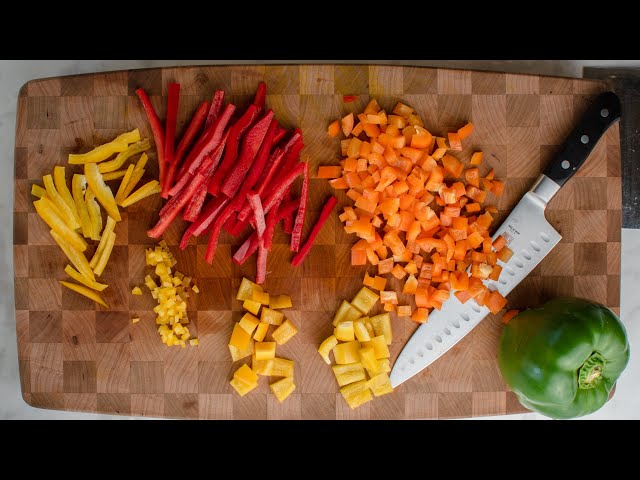Maybe you are cutting up peppers 🌶️ 🫑 and want a small dice aka a  brunoise? This is how to do it. More knife skills and videos every…