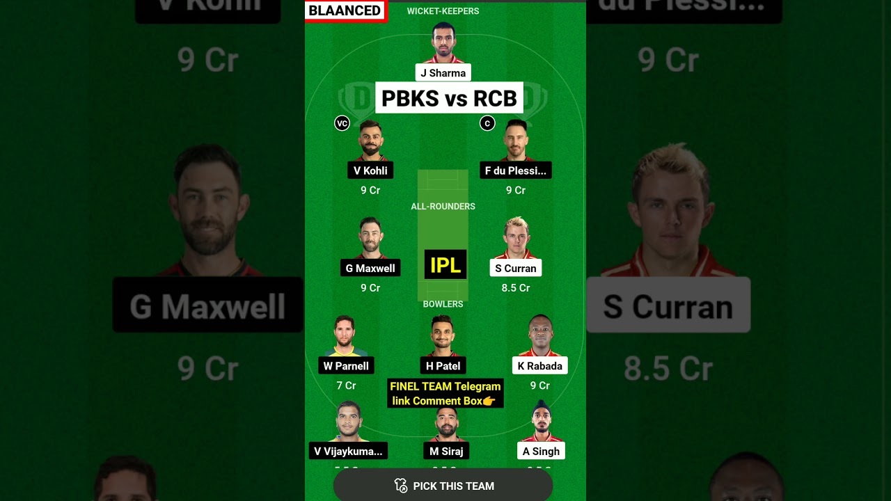 PBKS VS RCB dream11 prediction | PBKS VS RCB  dream 11 prediction2023 | PBKS VS RCB team 