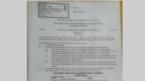 Ghana WASSCE 2023 Core Mathematics paper 1